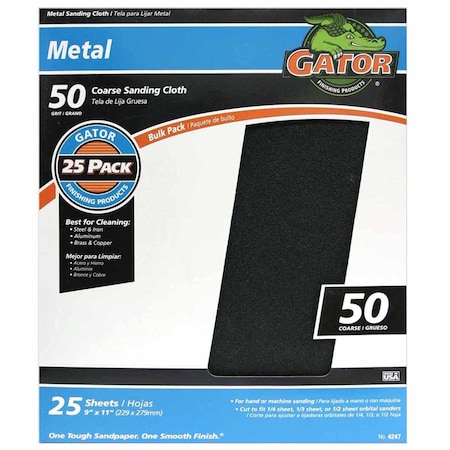 Gator Grit Gator 11 in. L X 9 in. W 50 Grit Emery Sanding Cloth 1 pk 3292
